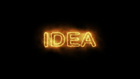 Glowing Fire Text IDEA on Black Background   Creative Inspiration Concept Stock Footage 340295362