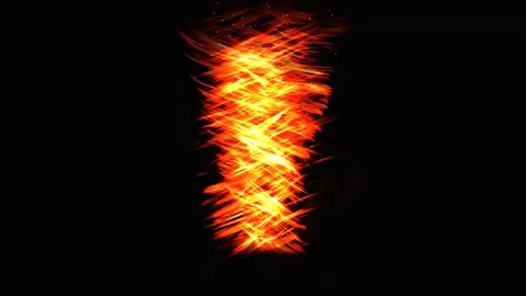 Glowing fire tornado swirling against a black background. 4K Video stock 343246510