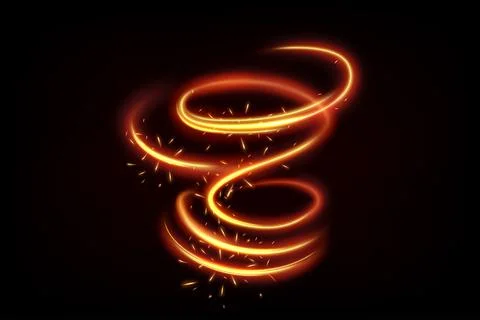 Glowing Fire Vortex, Elegant Gold Swirl, Vector Illustration 스톡 일러스트