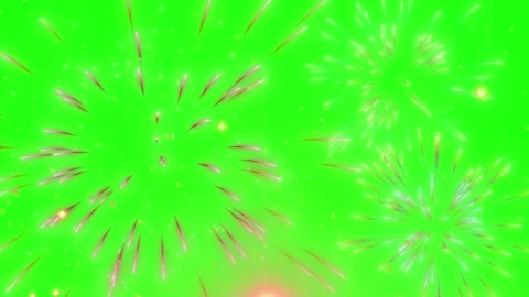 Glowing fireworks explode on green screen background Stock Footage 338215651