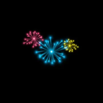 Glowing fireworks. Multicolored bright fireworks vector collection Stock Illustration