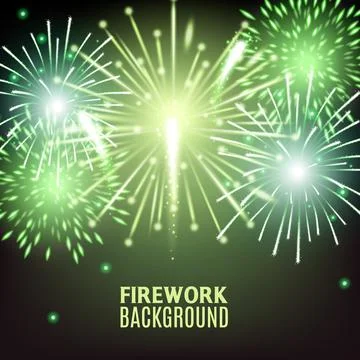 Glowing fireworks or firecrackers at background, realistic vector illustration. Illustrazione stock