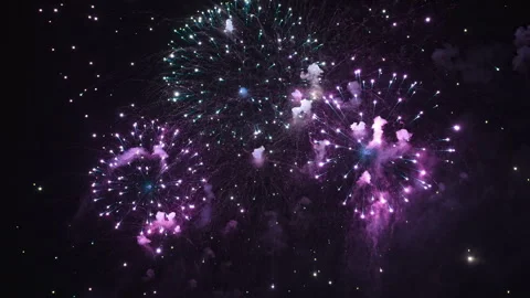 Glowing Fireworks Show. Real Multicolor Shining Fireworks Stock Footage 333573224