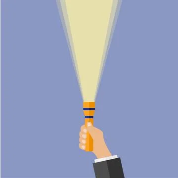 A glowing flashlight in his hand Stock Illustration