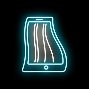Glowing flexible smartphone icon displaying digital lines Illustrazione stock