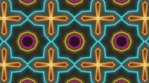 Glowing Flower Shape Tile VJ Light Loop Stock-Footage 196909047
