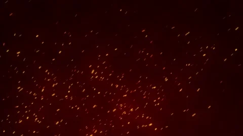 Glowing flying ember, burning ash particles. Video stock 169034342
