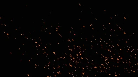 Glowing flying ember, burning ash particles. Video stock 169034670