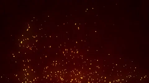 Glowing flying ember, burning ash particles. Video stock 169036004