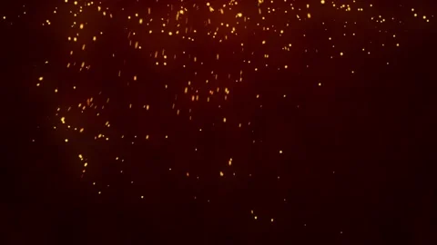 Glowing flying ember, burning ash particles. Video stock 169036005