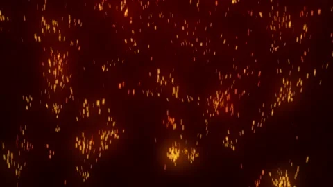 Glowing flying ember, burning ash particles. Video stock 169168537