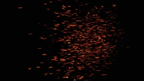 Glowing flying ember, burning ash particles. Video stock 169168744