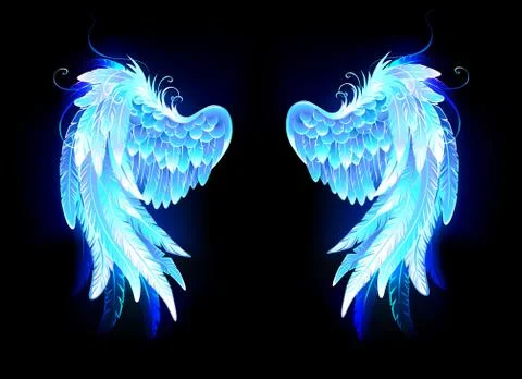 Glowing folded wings Stock Illustration
