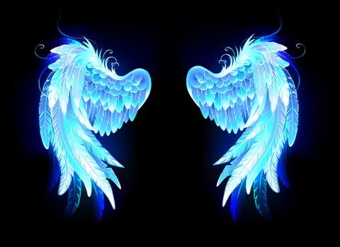 Glowing folded wings Stock Illustration