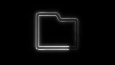 Glowing Folder Icon in HD Video Neon Animation Stock Footage 304555649