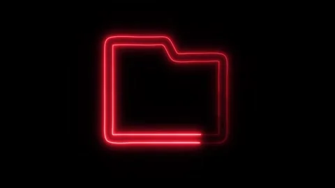 Glowing Folder Icon in HD Video Neon Animation 스톡 동영상 304555657