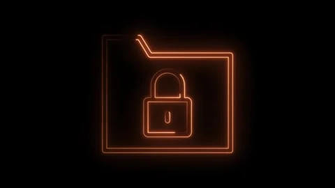 Glowing folder with padlock security digital data protection neon style design Stock Footage 322975201