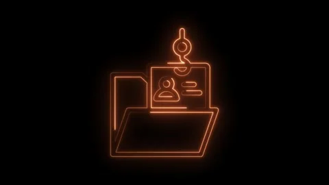 Glowing folder with personal data on a fishing hook security breach concept Stock Footage 330785171