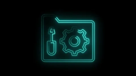 Glowing folder with screwdriver and gear animation tech design element Stock Footage 322975081