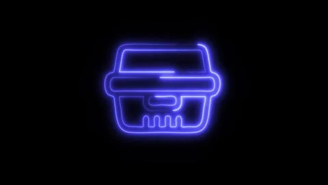 Glowing Food Container Icon in HD Video Neon Animation Stockbeeldmateriaal 304555305