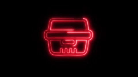 Glowing Food Container Icon in HD Video Neon Animation Vídeos de archivo 304555308