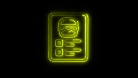 Glowing Food Menu Icon in HD Video Neon Animation Stock Footage 304555466