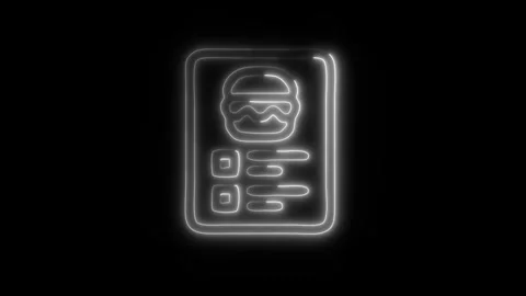 Glowing Food Menu Icon in HD Video Neon Animation 스톡 동영상 304555471