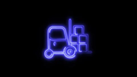 Glowing Forklift Icon in HD Video Neon Animation Vídeo Stock 304556285