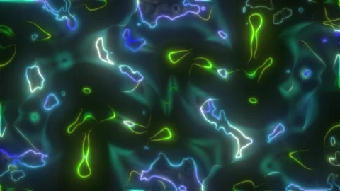 Glowing Fractal Noise Loop – Abstract Hypnotic Light Waves (60 sec, Seamless) Stock Footage 304965388