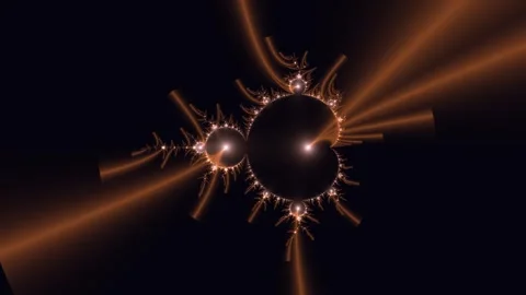 Glowing fractal pattern with radiating amber light Stock Footage 340597626