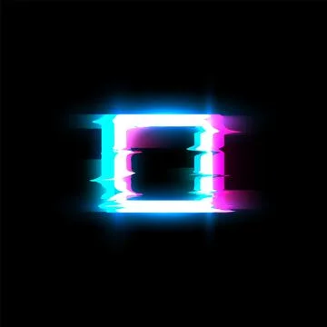 Glowing frame glitch vector on black isolated background. 스톡 일러스트