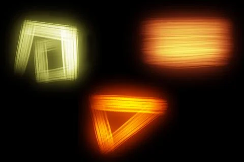 Glowing frames on black background. Square glow borders. Sparkling geometri.. Illustrazione stock