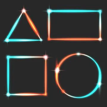 Glowing frames neon turquoise lava light, shiny sparks futuristic energy fram Stock Illustration