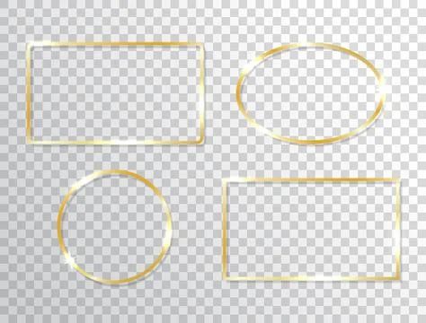 Glowing frames set isolated on transparent background. Golden banner with lig Stock Illustration