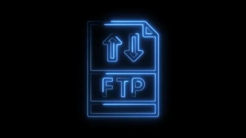 Glowing ftp protocol animation on black background showing file transfer concept Stock Footage 322973802
