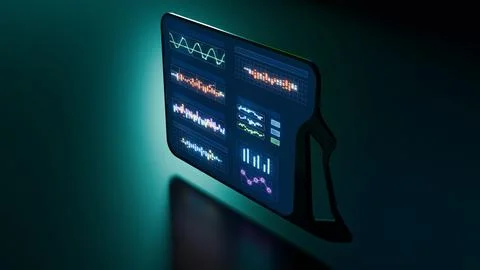 Glowing futuristic 3D tablet screen modern render 스톡 일러스트