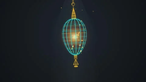 A glowing futuristic abstract lantern with a geodesic wireframe design illu.. Stock Footage 345170743