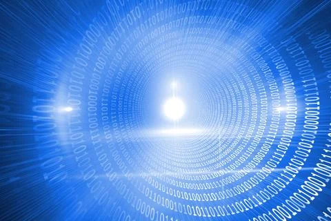 Glowing futuristic binary code spiral Stock Photos