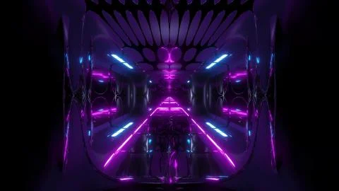 Glowing futuristic horror sci-fi temple with nice reflection 3d illustration Stock Illustration