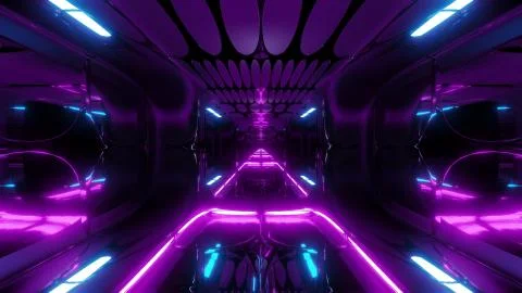 Glowing futuristic horror sci-fi temple with nice reflection 3d illustration Stock Illustration