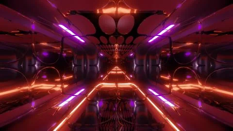 Glowing futuristic horror sci-fi temple with nice reflection 3d illustration Stock Illustration
