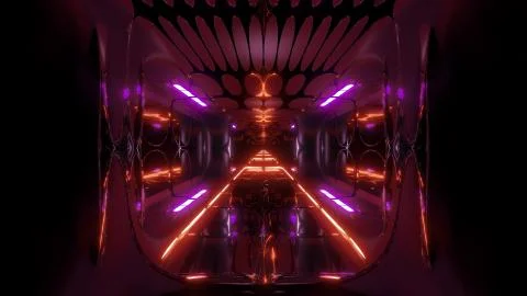Glowing futuristic horror sci-fi temple with nice reflection 3d illustration 스톡 일러스트