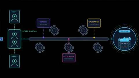 Glowing Futuristic Interface Animation with Geometric Loading Effect Vídeos de archivo 339382823