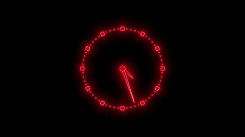 Glowing Futuristic Neon Countdown Timer Clock Animation Stock Footage 308046110