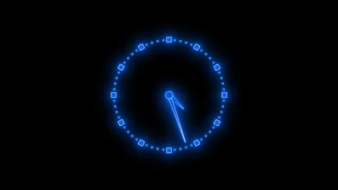 Glowing Futuristic Neon Countdown Timer Clock Animation Stock Footage 308046122
