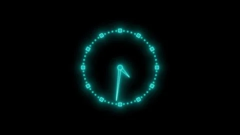 Glowing Futuristic Neon Countdown Timer Clock Animation Stock Footage 308046135