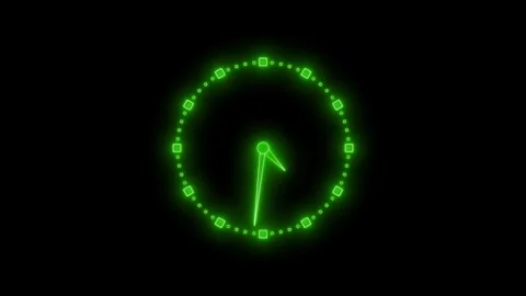 Glowing Futuristic Neon Countdown Timer Clock Animation Stock Footage 308046148