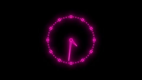Glowing Futuristic Neon Countdown Timer Clock Animation Stock Footage 308046174