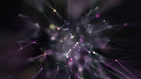 Glowing futuristic polygonal network shape. Camera moves in it and changes its Stock Footage 114751804