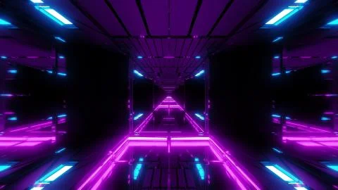 Glowing futuristic sci-fi temple with nice reflection 3d illustration wallpaper Stock Illustration
